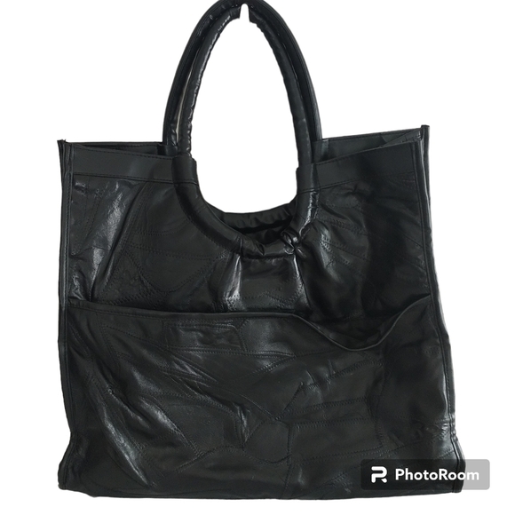 Navarre Handbags - Navarre Leather Co. Oversized Black Leather Tote